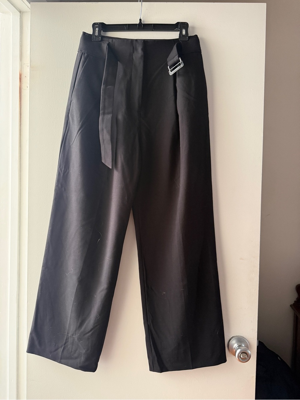 camilla & marc Black High-Waist Pleated Trousers with Side Belt